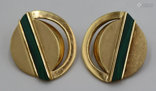 JEWELRY. Grosse 18kt and Malachite Ear Clips.