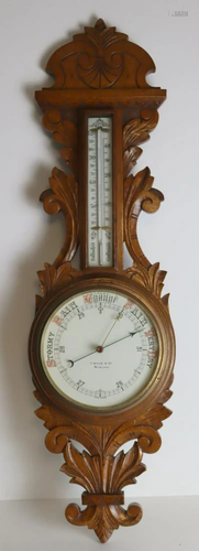 Virtue And Co Carved Wood Barometer .