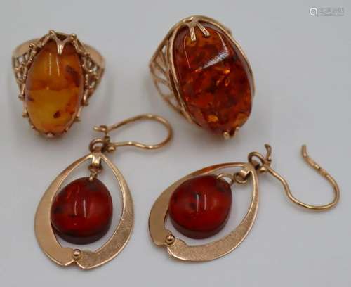 JEWELRY. Assorted Gold and Amber Jewelry.