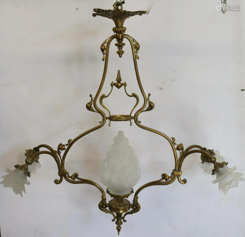 Antique French Gilt Bronze Chandelier With