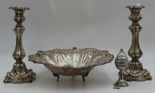 JUDAICA. Assorted Grouping of Silver Hollow Ware.