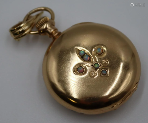 JEWELRY. Waltham 14kt Gold and Opal Pocket Watch.