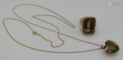 JEWELRY. 14kt Gold and Smoky Quartz Jewelry.