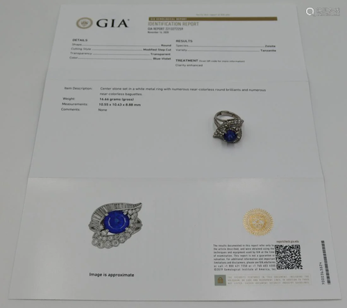 JEWELRY. GIA no. 2213272259 Tanzanite, Platinum