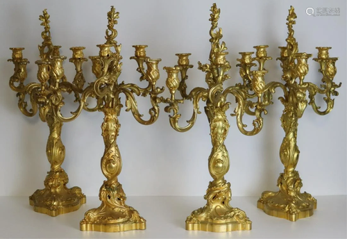 Set of (4) Robert Freres 19th C Bronze Candelabra.