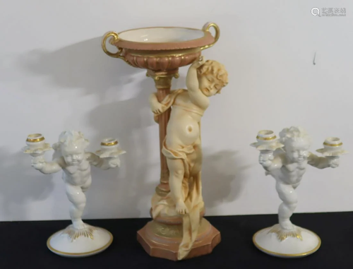 Hutchenreuther Cherup Candle Sticks And A Tazza