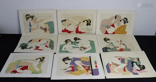 Book Of 9 Japanese Erotica Prints ,