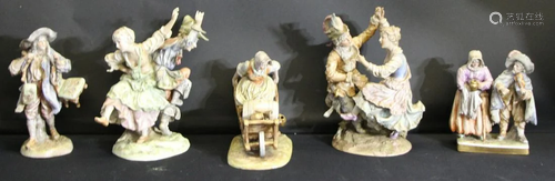 5 Antique German Porcelain Groupings.