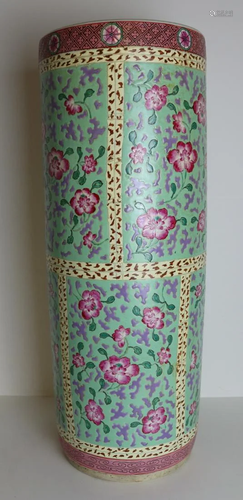 Chinese Enamel Decorated Umbrella Stand.