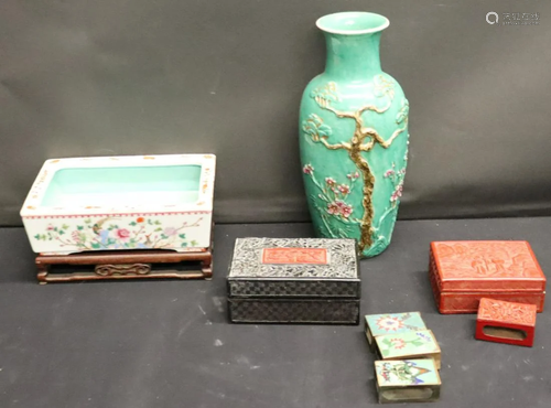 Grouping Of Antique Asian Cabinet Items