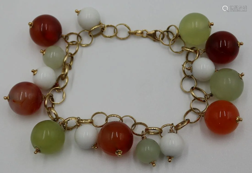 JEWELRY. Italian 18kt Gold, Carnelian, Jade, and