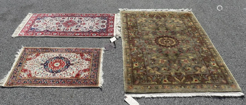 3 Vintage and Finely Hand Woven Carpets.