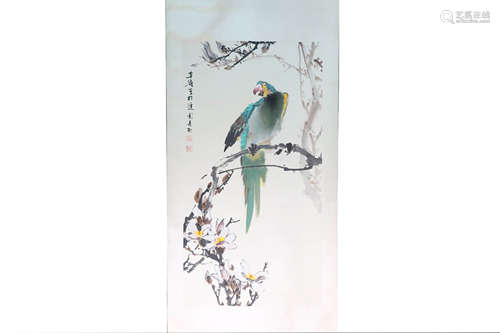 A CHINESE PARROT PAINTING, WANG XUETAO MARK