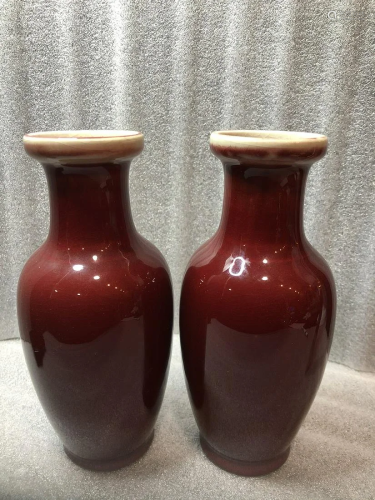 A Pair of Chinese Ox-Blood Vases