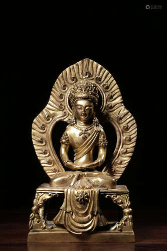 GILT BRONZE CAST 'AVALOKITESHVARA' SEATED FIGURE