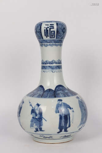 QING--CHINESE BLUE AND WHITE PORCELAIN VASE