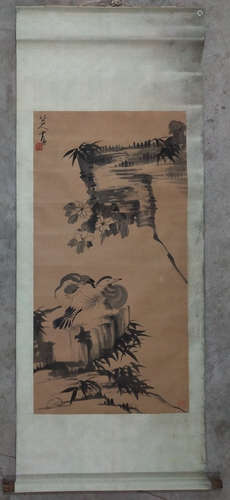 BA DA SHAN REN: INK ON PAPER PAINTING 'FLOWERS AND BIRDS'