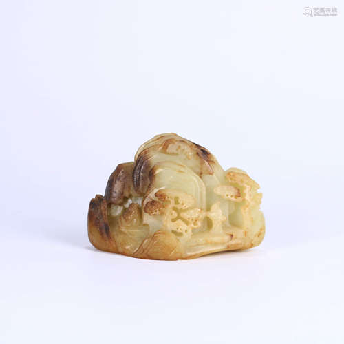 A HETIAN JADE CARVED ROCKERY ORNAMENT