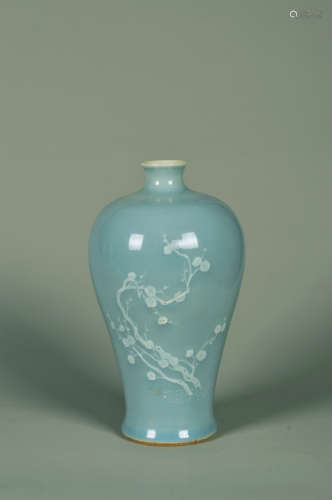 Chinese Glazed Engraved Porcelain Plum Bottle