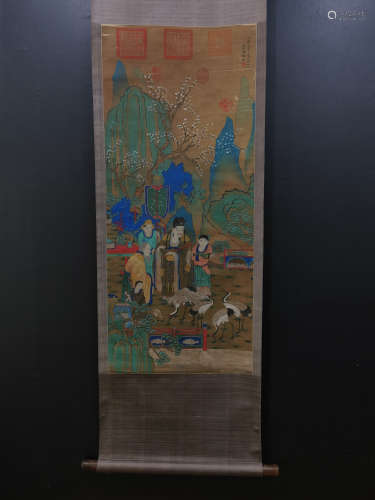 Chinese Xie Jin'S Painting On Silk