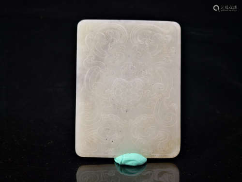 Chinese Gaogu Hetian Jade Carving Tablet