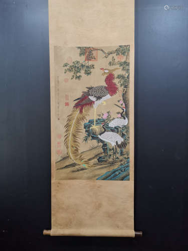 Chinese Cui Bai'S Flowers And Birds On Silk