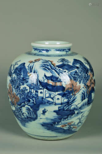 Chinese Mid Qing Dynasty Dou Cai Porcelain Jar