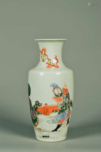 Chinese Qing Dynasty Kangxi Period Famille Rose Porcelain Figures Story Pattern Bottle