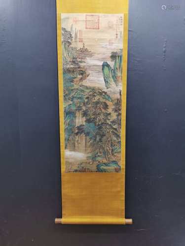 Chinese Wang Meng'S Landscape On Silk