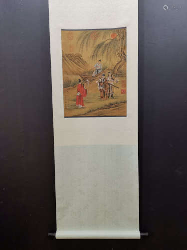 Chinese Li Gonglin'S Painting On Silk