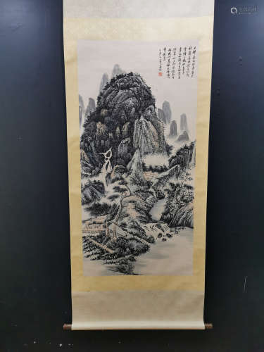 Chinese Huang Binhong'S Landscape Painting On Paper
