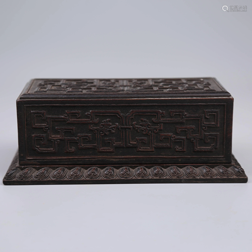 19th Century Red Sandalwood Dragon Box