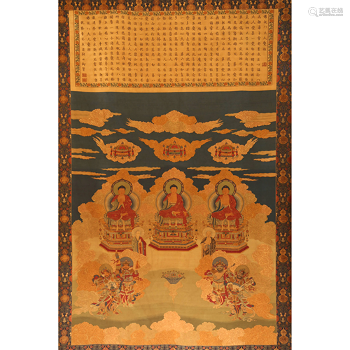 Eighteenth Century Three Buddha ¡¾Thangka¡¿Kes