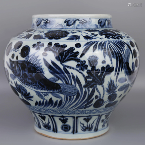 Yuan blue and white pot