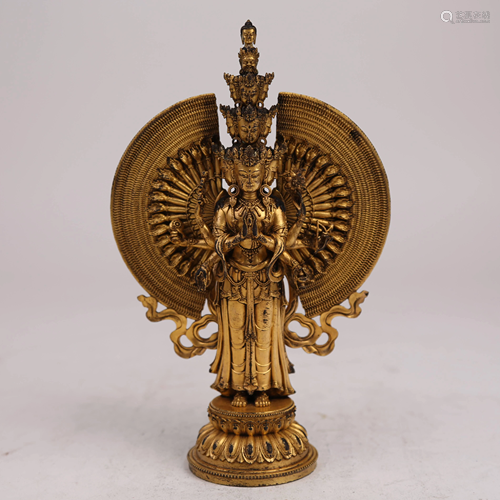 A gilt bronze Thousand-Hand Guanyin, 19th Century