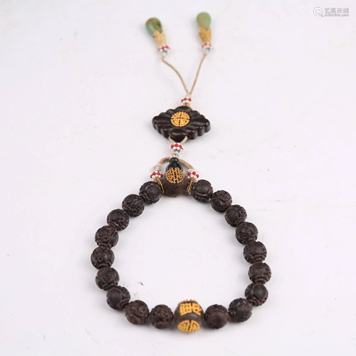 19th century open carved agarwood bracelet