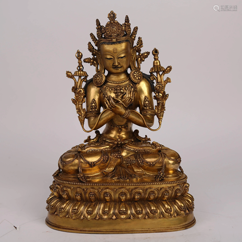 15th century gilt bronze statue of Vajrasattva