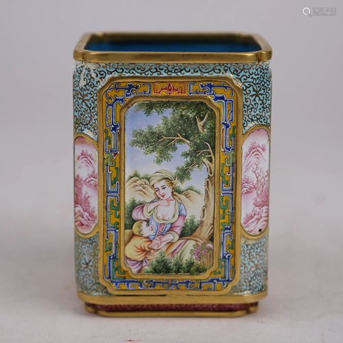 18th century cloisonn¨¦ enamel square pen holder