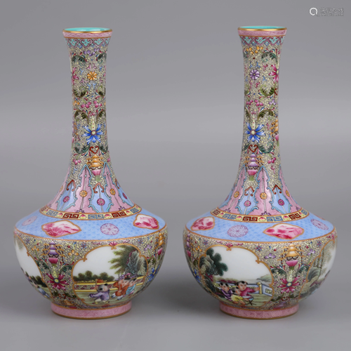 Pair of 18th century pastel vases