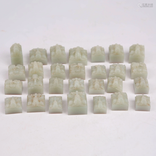 A set of 18th century jade seals [28 pieces]