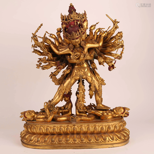 15th century gilt bronze Kalachakra