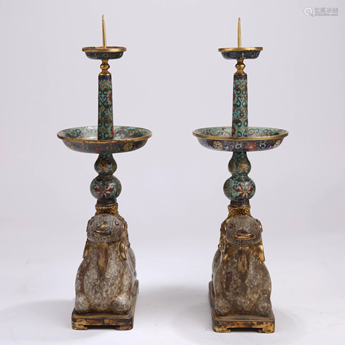 A pair of cloisonne wax tables from the 18th century