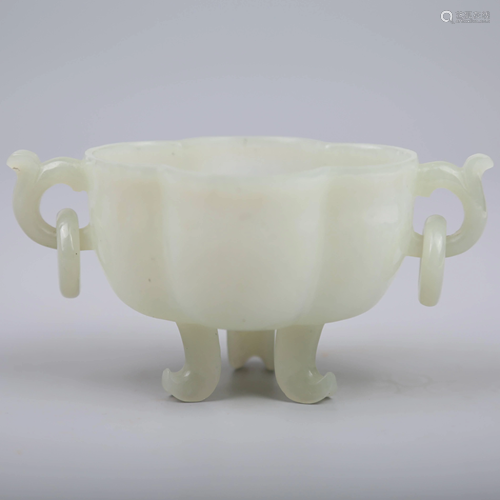 Hetian Jade Three-legged Stove, 19th Century