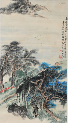 A CHINESE LANDSCAPE PAINTING, XU BANGDA MARK