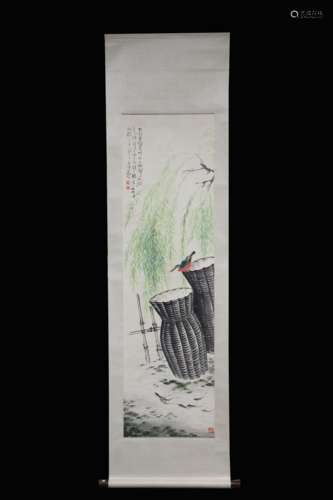 GAO QIFENG: INK AND COLOR ON PAPER PAINTING 'FLOWERS AND BIRDS'