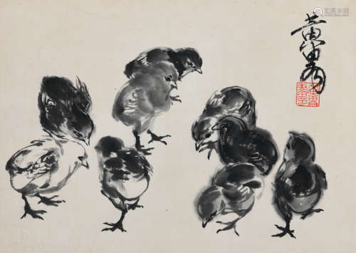 A CHINESE CHICKS PAINTING, HUANG ZHOU MARK