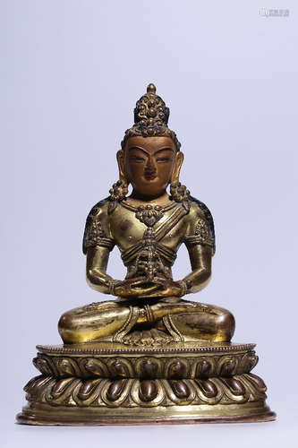 GILT BRONZE CAST BODHISATTVA SEATED FIGURE