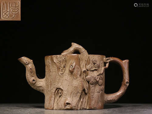 YIXING ZISHA 'TREE TRUNK' TEAPOT