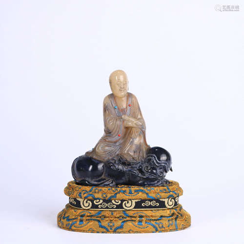 A COLORED DRAWING SHOUSHAN STONE CARVED BUDDHA STATUE