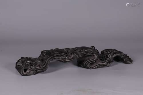 ZITAN WOOD CARVED 'WATER STREAM' BRUSH REST